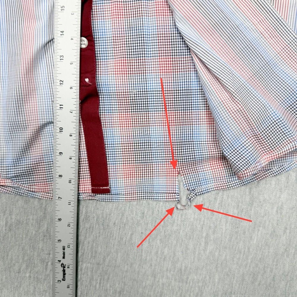 Galaxy by Harvic Mens Short Sleeve Plaid Striped Button Down Shirt Blue Red XL - Picture 4 of 7